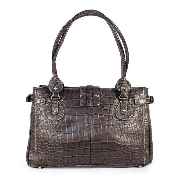 CHARLIE LAPSON Croc Embossed Brief Business Bag - Picture 2 of 7